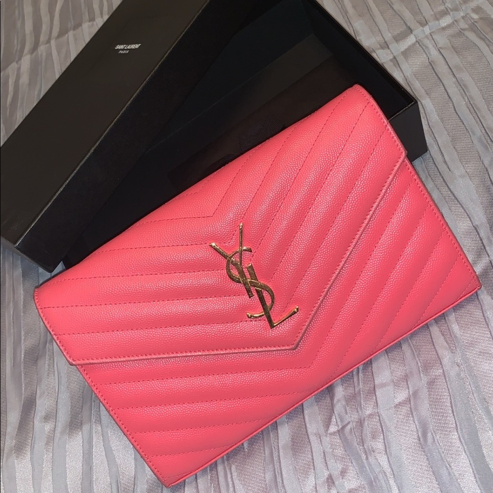 YSL Yves Saint Laurent leather chain wallet